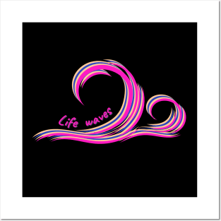 pink life wave Posters and Art
